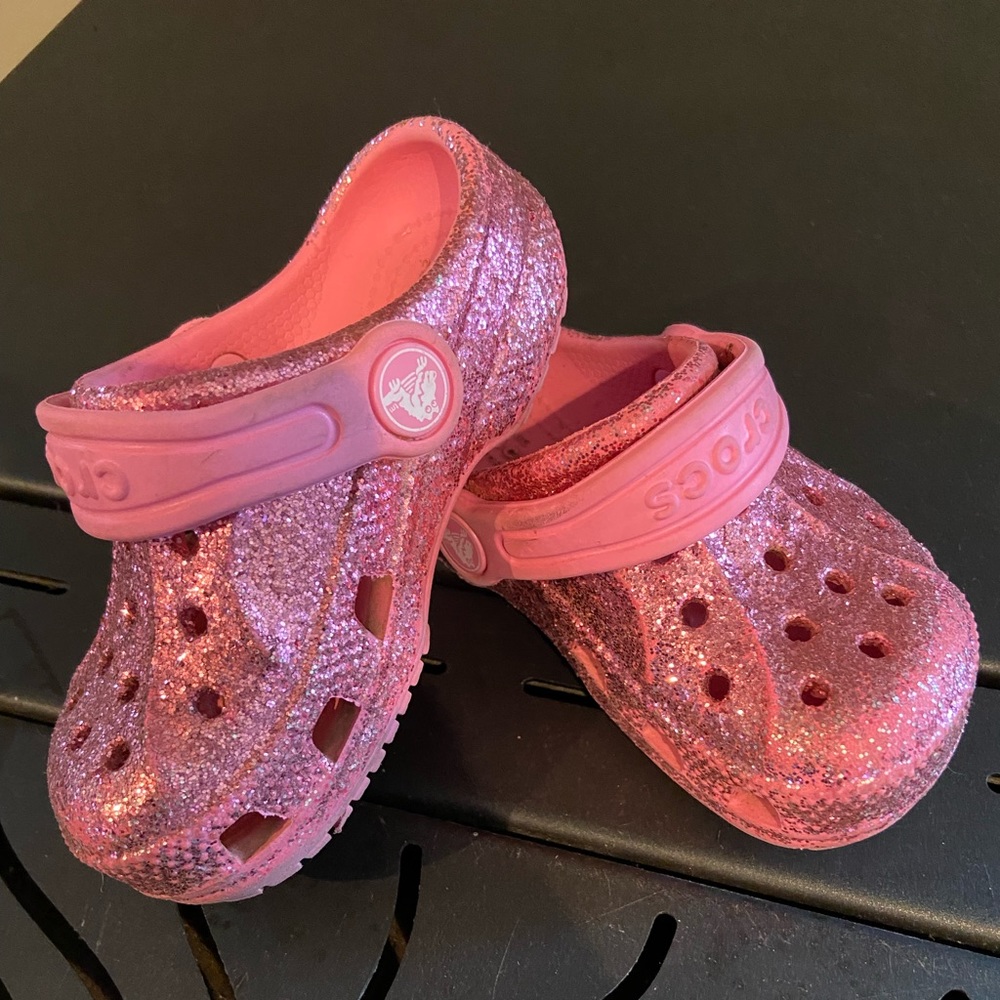 Pink Glitter Crocs